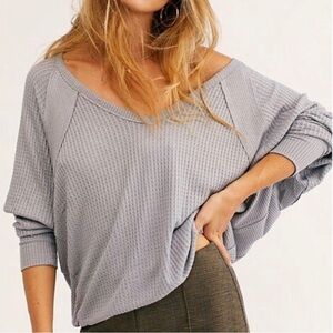 •Free People• Santa Clara thermal top in light gray